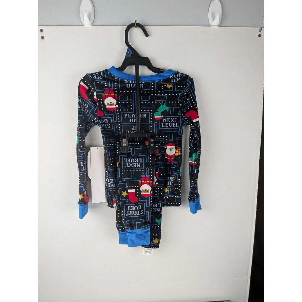 Boys Pajamas Long Sleeve Pants Set‎ Black Blue Gaming Christmas Santa Dinosaur